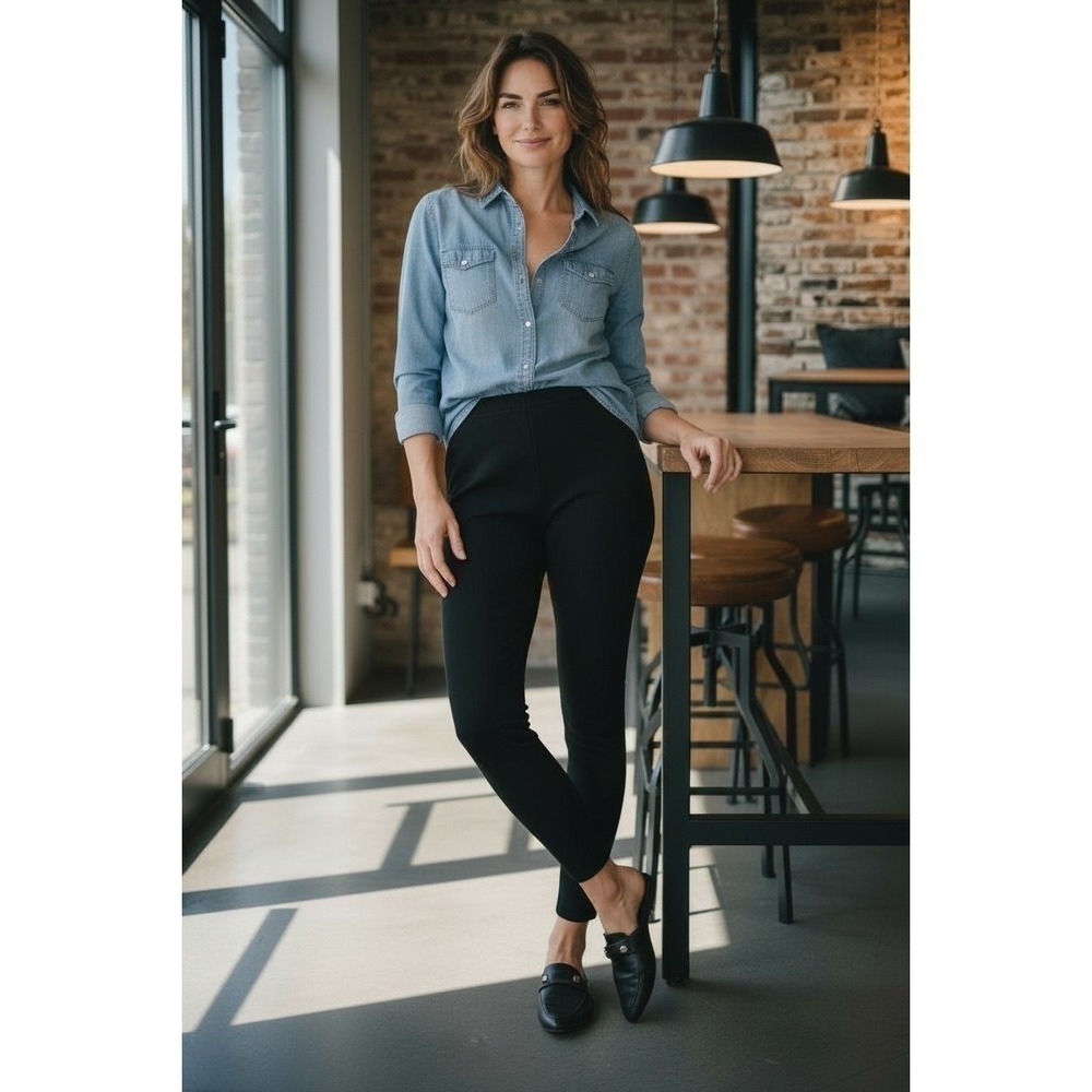 Women's Black Ponte Leggings - Classic Everyday Leggings